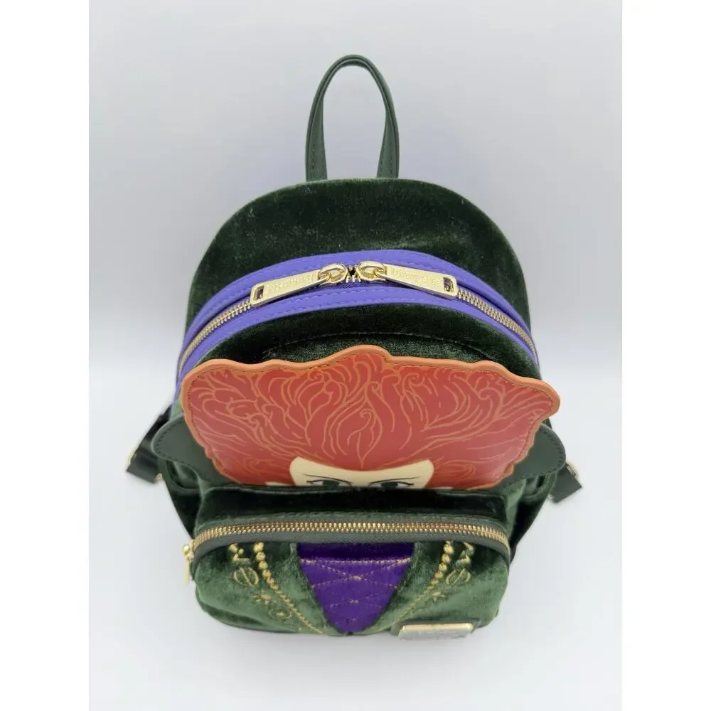 Loungefly Disney Hocus Pocus Green Velvet Winifred Mini Backpack Halloween NWT